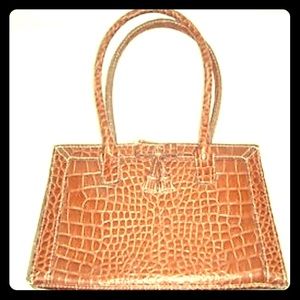 Vintage Liz Claiborne Brown Faux Croc Hang Bag